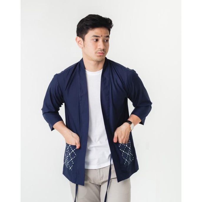 Hako Kimono Navy - Outer Batik Pria - by Dgawan.co BS