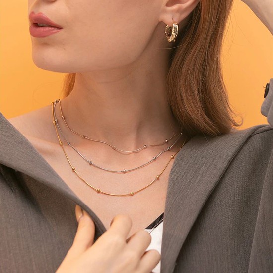 [Baru] Nkgp-11 Gheani Gold Plated 14K Gold Chain Stainless Steel Choker Neckl Terbaru