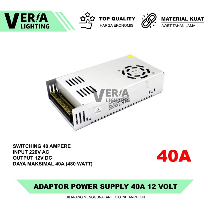 [New] Adaptor Power Supply 12V 40A Switching Led Trafo 40 Ampere Terbatas