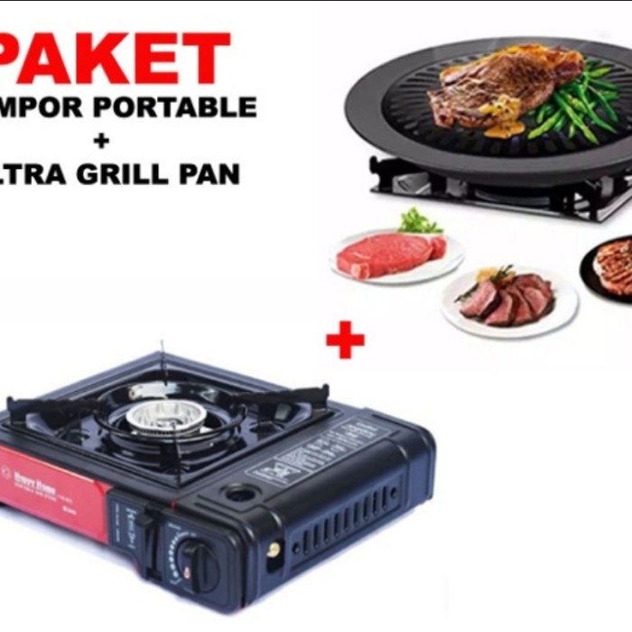 [Ori] Paket Kompor Portable Bbq Ultra Grill Pan Diskon