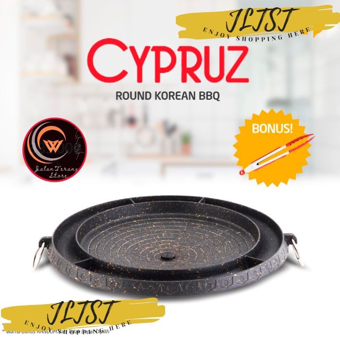 [Ori] Pemanggang Cypruz Round Korean Bbq Grill Pan Anti Lengket High Quality Diskon