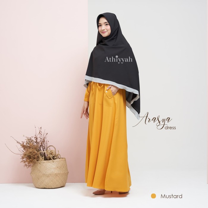 [Original] Gamis Arasya Dress Mustard Size M Gamis Only By Athiyyah Terbaru