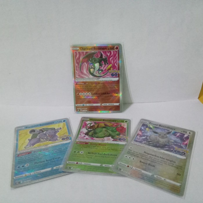 ✅COD Kartu Pokemon Paket Charizard Venusaur Blastoise Eevee Bercahaya Terbatas