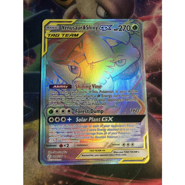 ✅COD Venusaur Snivy Gx Secret Rare Pokemon Sm Cosmic Eclipse Terbaru