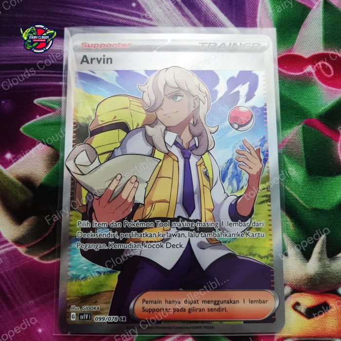 ✅COD Arvin Sr Full Art Pokemon Tcg Indonesia Violet Limited
