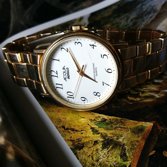 ✅New Ori Jam Tangan Pria Acqua Indiglo By Timex Quartz Strap Rantai. Terbatas