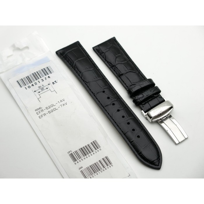 ✅New Ori Tali Strap Efr-520 Casio Edifice Efr-520L-1A Kulit Original Terbatas