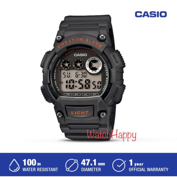 ✅New Ori Casio W-735H-8Avdf W-735H W-735H-8A W-735H-8Av Grey Rubber Original Terbaru