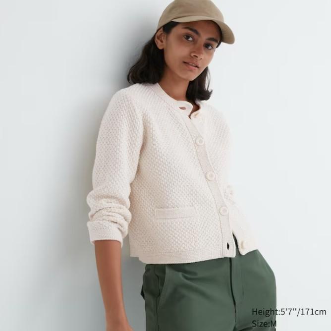 Uniqlo Knitted Short Jacket Jaket Pendek Rajut Wanita Off White