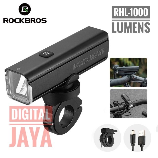 [Baru] Rockbros Rhl1000 Lampu Depan Sepeda Bicycle Front Light 1000 Lumens Limited