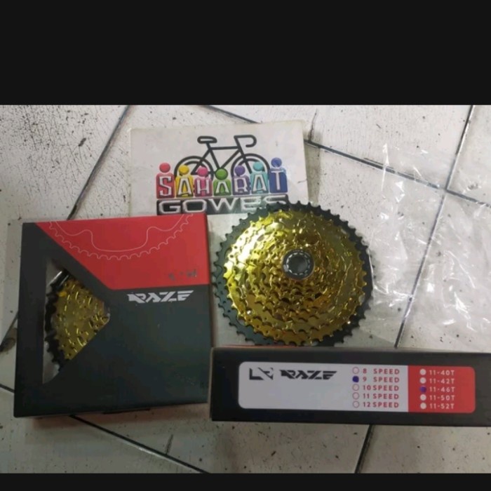 [Baru] Sprocket 9 Speed Raze 11-46T Gold - Sproket Raze Gold 9 Speed 11-46T Diskon