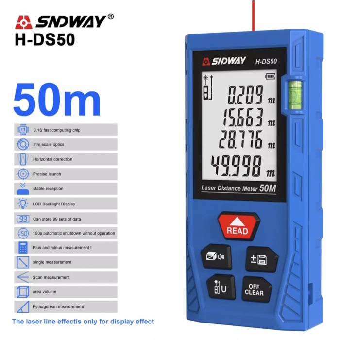 SNDWAY H-DS50 Alat Ukur Jarak Digital Laser Distance Meter