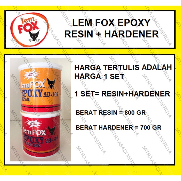 

Lem Epoxy Fox Epoxy Resin Epoxy Hardener Komplit