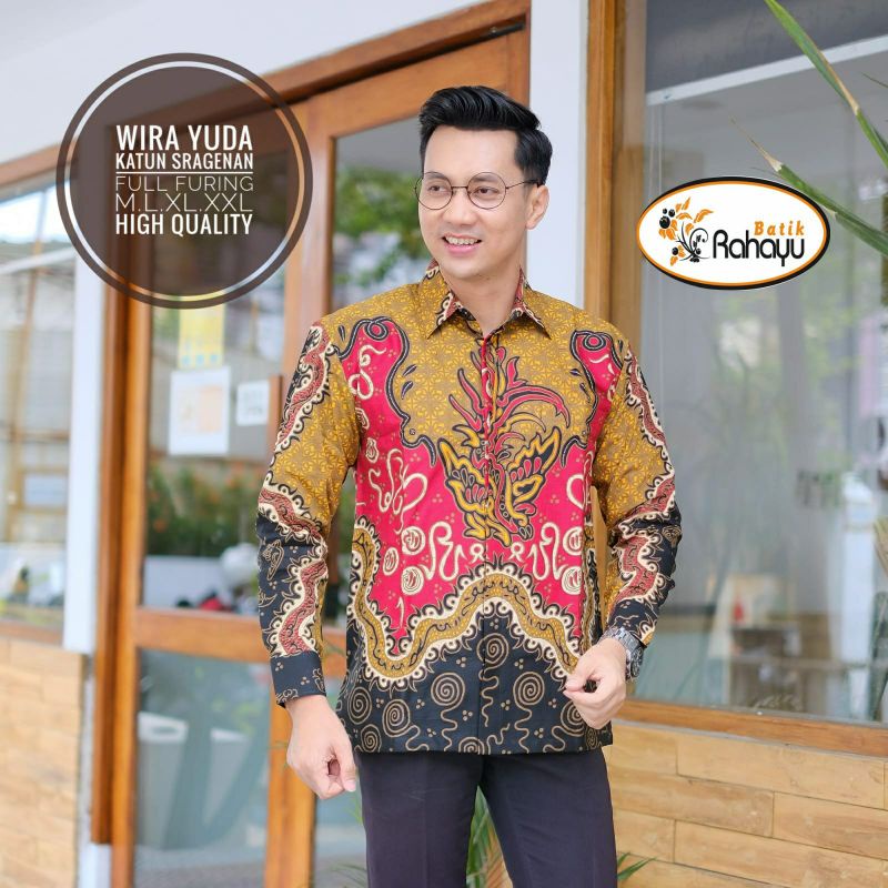 WIRA YUDA BAJU KEMEJA PRIA BATIK FURING PANJANG REGULER FIT MODERN Batik Mustard kuning kunyit
