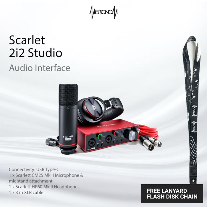 Soundcard Focusrite Scarlett 2i2 Studio 3rd Paket Alat Rekaman