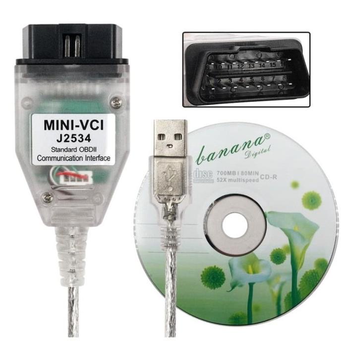 Otomotif Mini VCI J2534 Kabel Diagnostik Konektor USB Mobil Untuk Toyo