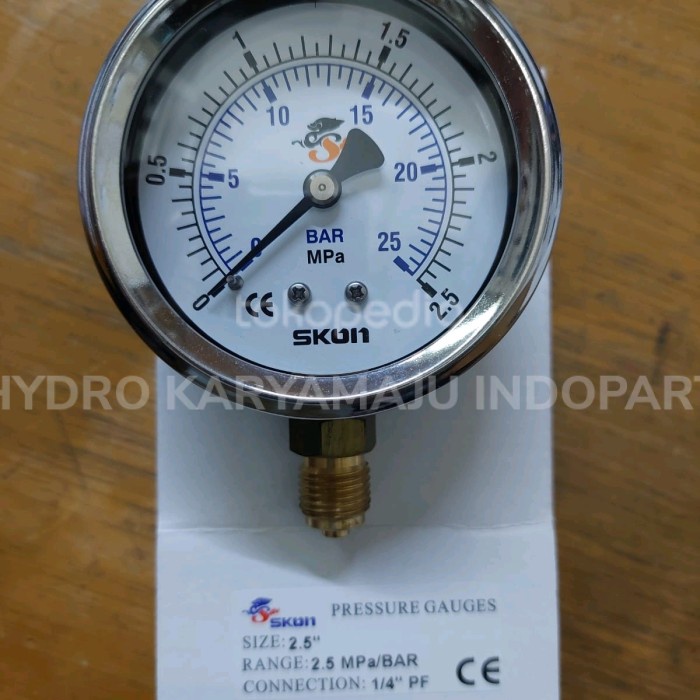 [Ori] Pressure Gauge 2.5 Skon Range 2.5Mpa Berkualitas