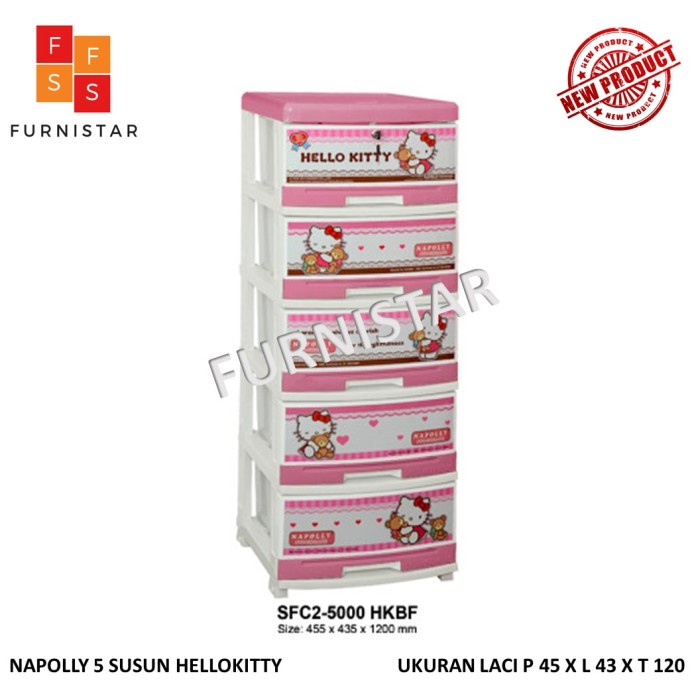 ✅Original Lemari Laci Plastik Napolly Karakter Hellokitty 5 Susun Berkualitas