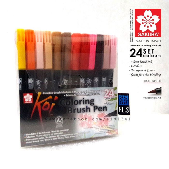 

Gaya Sakura Koi Coloring Brush Pen - 24 Color Set