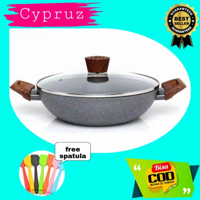 ✅Ready Cypruz Kuali Anti Lengket Wajan Penggorengan Wajan Keramik 30Cm Terbatas