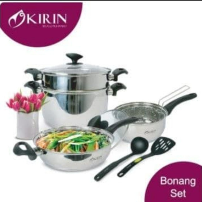 ✅Original Kirin Bonang Pan Set Series Paket Set Panci Nylon Ladle Steamer Wajan Terbaru