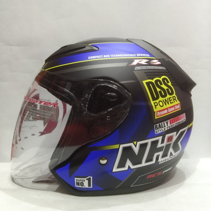 ✅Sale Helm Nhk R6 Rally #2 Black Blue Doff Helm Half Face Diskon