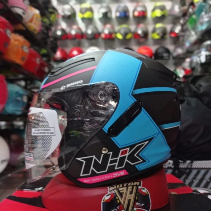 ✅Sale Helm Nhk R1 Motif Napoleon Black Light Blue Doff Double Visor Terbatas