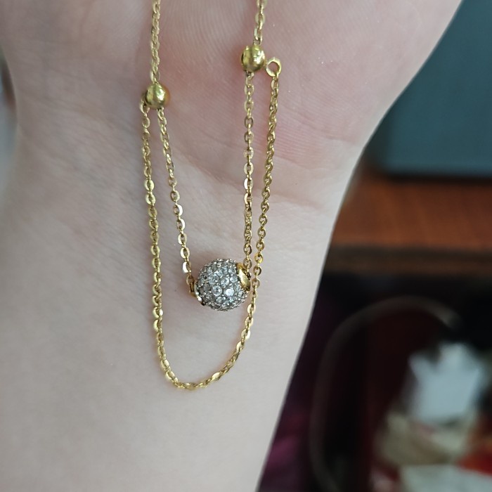 ✨Sale Kalung Pentol Bola Pasir Candy Gold Double 2 Layer Emas Asli 375 8K Terbatas