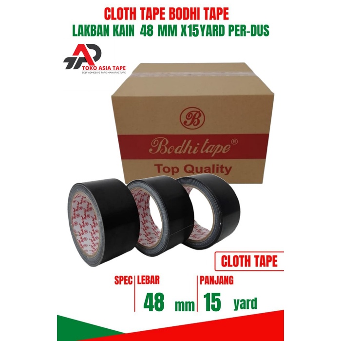 

✨Ready Lakban Kain Hitam / Cloth Tape 48Mm X 15Yard Bodhi Tape 1 Dus Termurah Terbaru