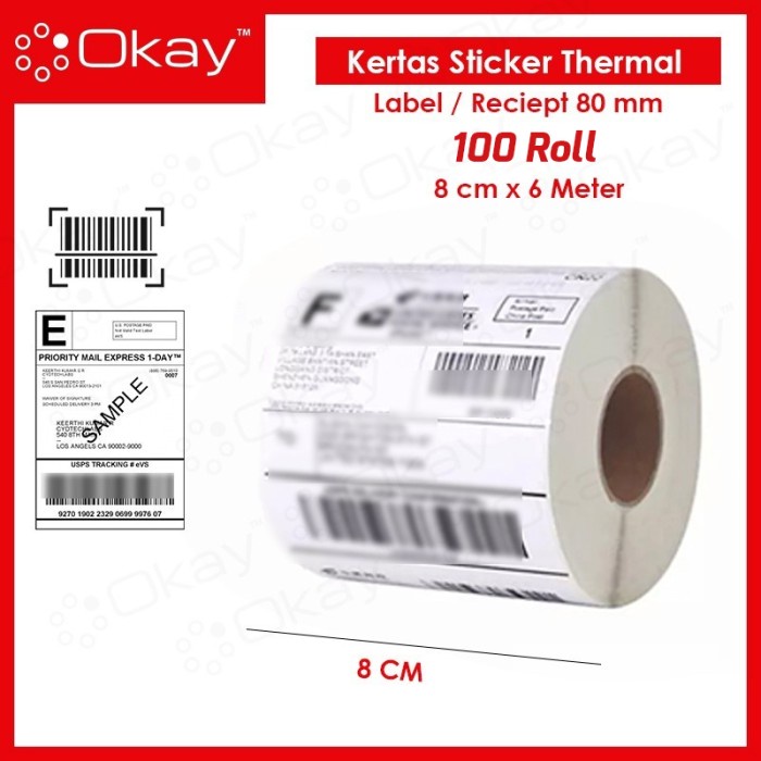 

✨Sale Kertas Sticker Thermal 80 Mm 100 Roll Continuous Printer Label 80Mm Diskon
