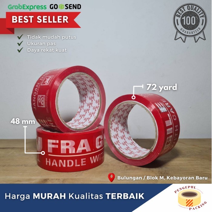 

✨Sale Lakban Fragile Merah 2 48Mm × 72 Yard Full 1 Dus Isi 72 Pcs Terbaru