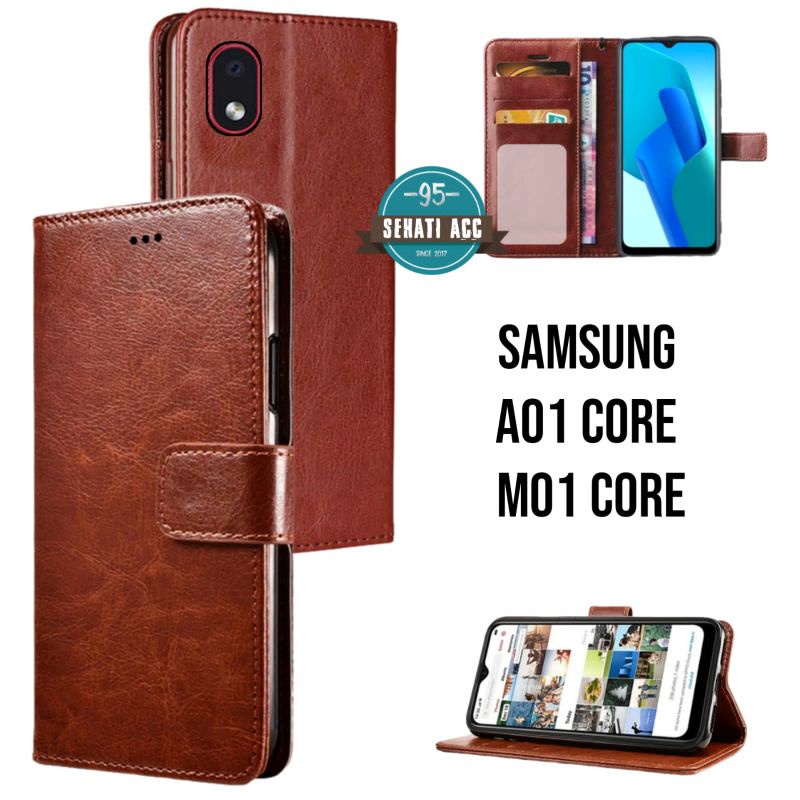 SAMSUNG A01 CORE / M01 CORE Casing dompet flip cover leather case kulit premium