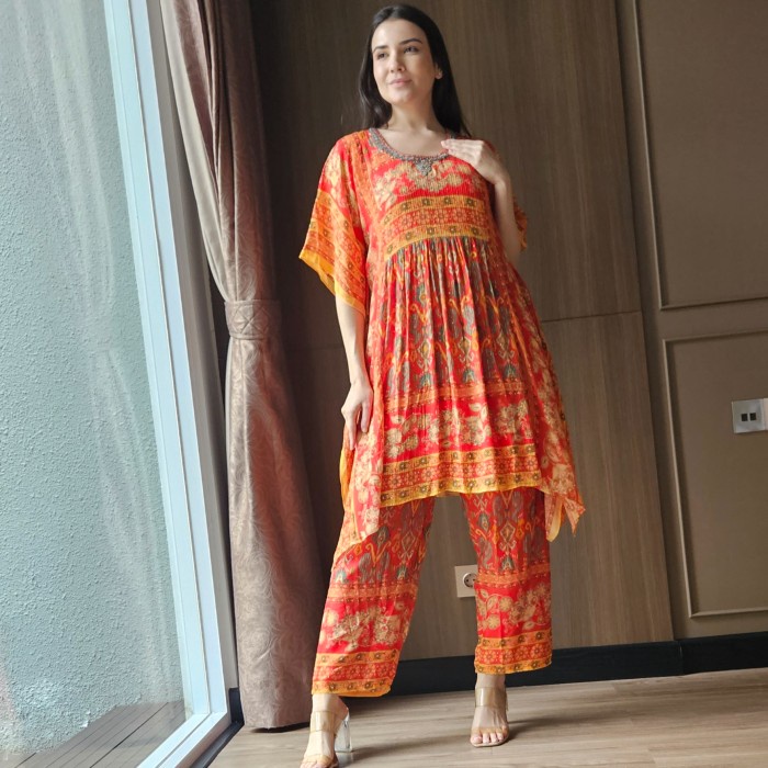 ✨New Kaftan Viscose Bahan Dgn Benang2Piyatte Celana Bermotif/Setelan India Berkualitas