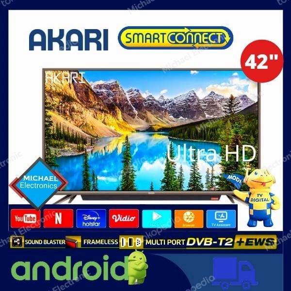 ✨New Led Android Smart Tv 42 Inchi Akari T-5242S Original Berkualitas
