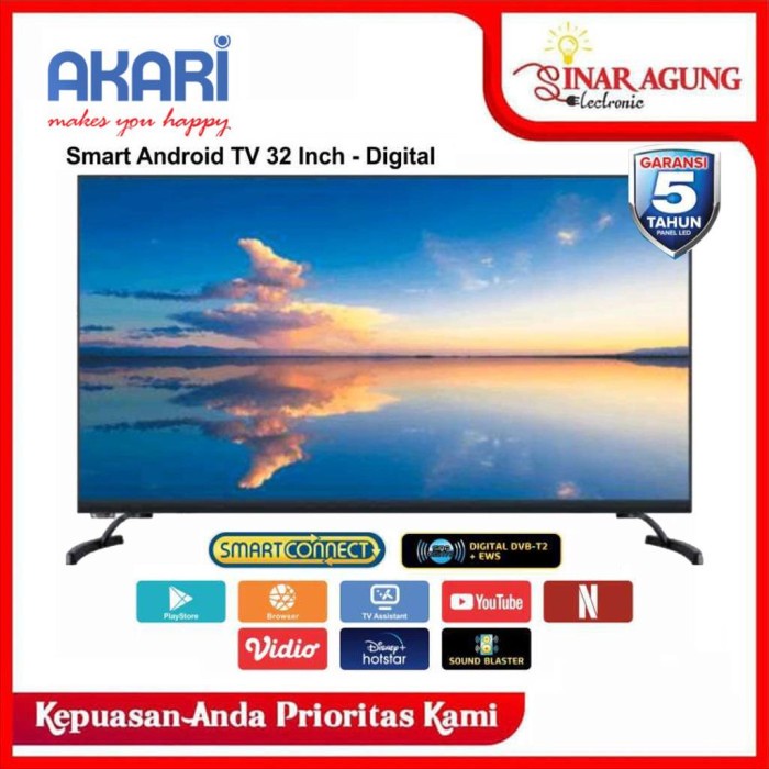✨New Akari Led Tv Smart Android 32At5432S At5432S 32Inc 100 Ori Terbaru