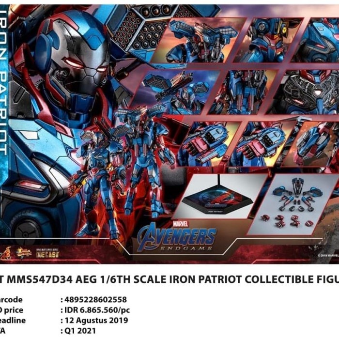 ✨Baru Hot Toys Iron Patriot Berkualitas