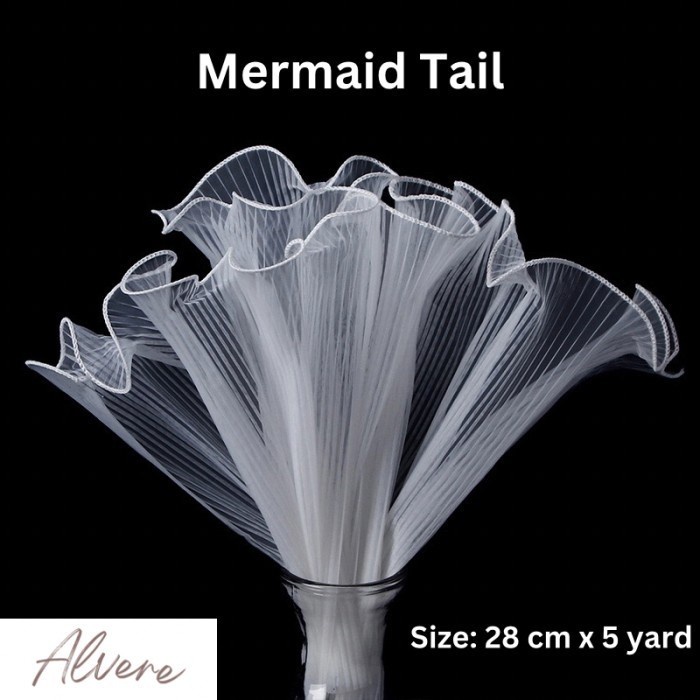 

Korean Lace Mesh Mermaid Tail Kain Renda Buket Bunga