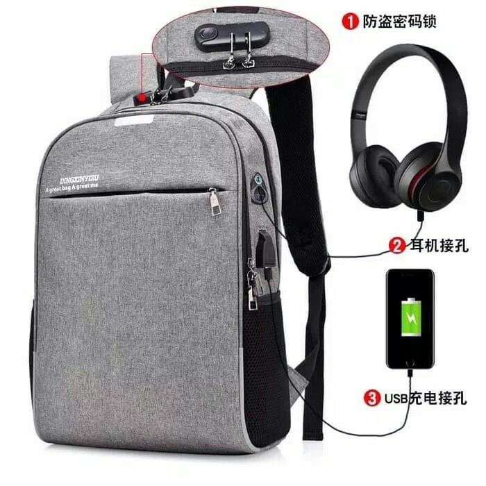 ✨New Tas Ransel Anti Maling Usb Port  Headset Port Smart Backpack Terbatas