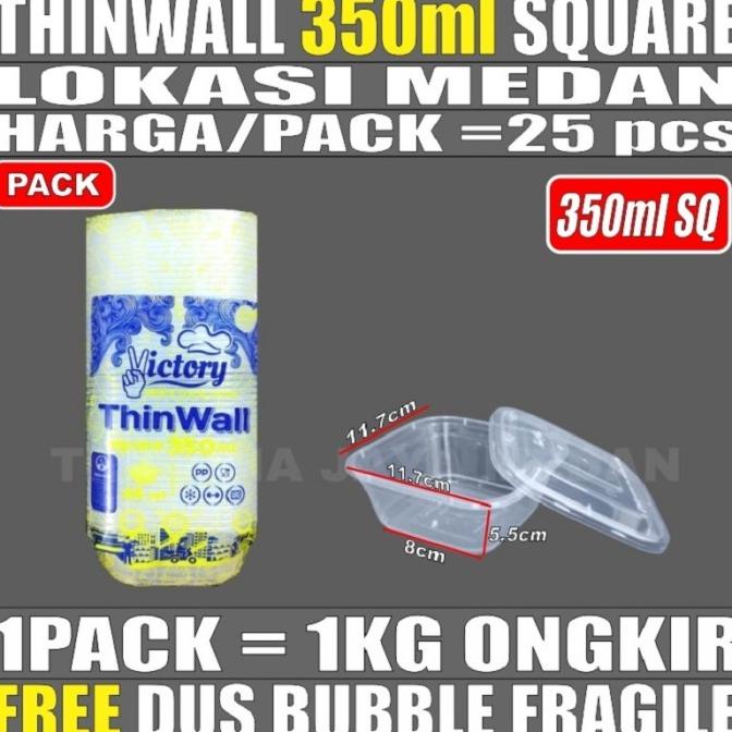 

favorit] Thinwall 350ml Square Victory Pack Cup Salad Kotak Makan Plastik Medan
