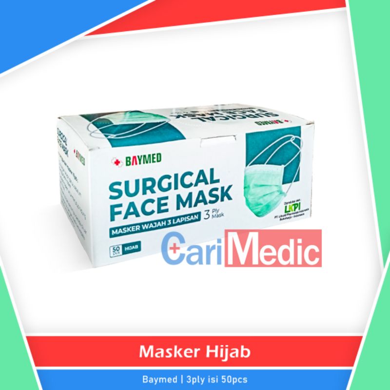 Masker 3ply Hijab Baymed Surgical Face Mask Headloop