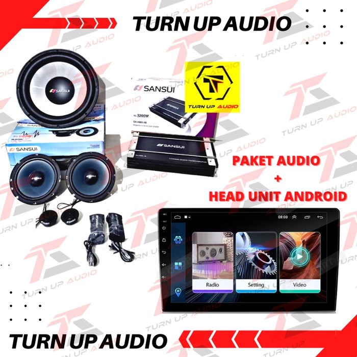 ✅New Ori Paket Audio Mobil Full Set Sound Sansui Power Sub Head Unit Android Diskon