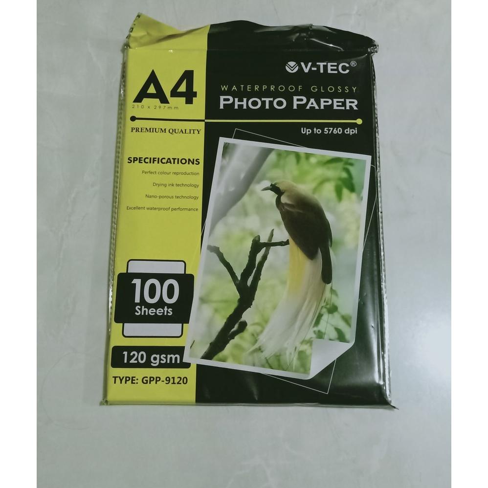 

Berkualitas Kertas Foto Glossy V-TEC GPP-9120 A4 120 GSM (100 Lembar) ~