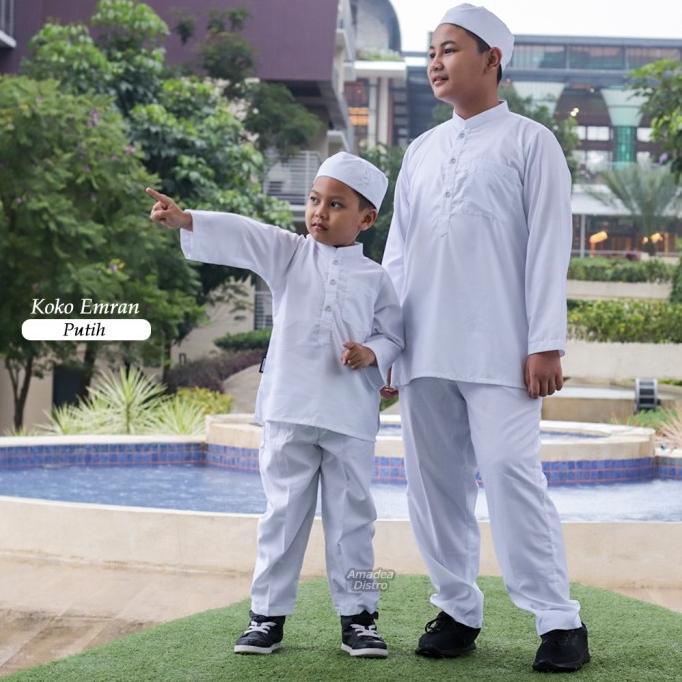 Baju Koko Putih Polos Anak-Remaja-Dewasa Lengan Panjang