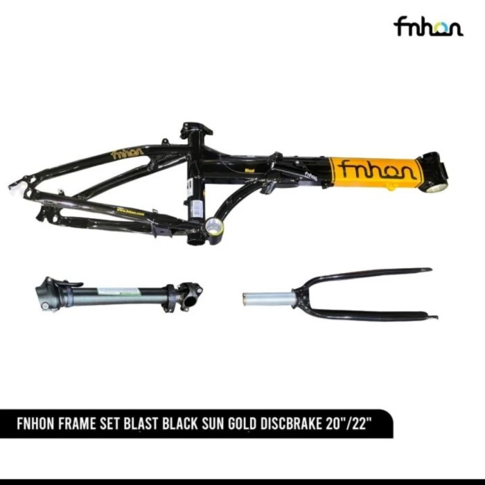 ✨Ori Fnhon Frame Set Blast Black Sun Gold Discbrake 20 /22 Berkualitas