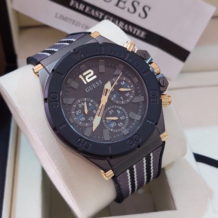 ✨Sale Jam Tangan Pria Guess Gw0415G3 Black Gold Terbaru Original Berkualitas