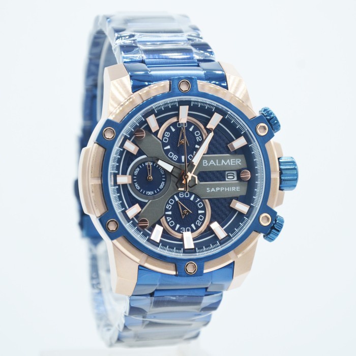 ✨Ready Jam Tangan Pria Original Balmer Chronograph 8111 Blue Rosegold Limited
