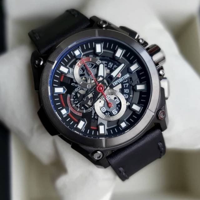 ✨Ready Jam Tangan Pria Expedition Original E6793 Black Red Limited