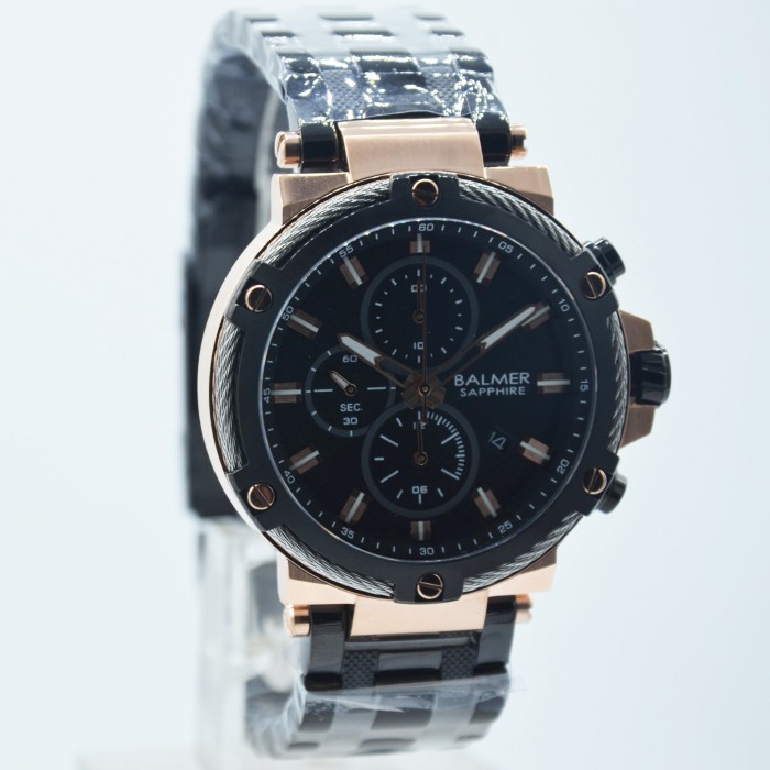 ✨Ready Jam Tangan Pria Original Balmer Chronograph 8153 Black Rosegold Berkualitas