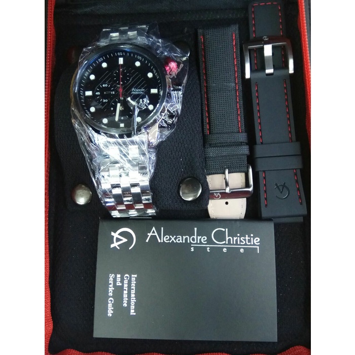 ✨Ready Jam Tangan Alexandre Christie Pria Ac6163Mc Silver Black Terbaru