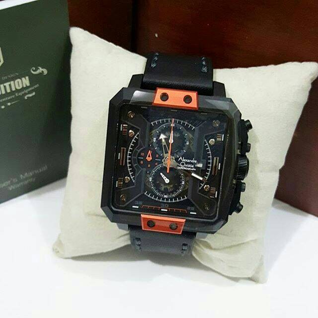 ✨Ready Jam Tangan Alexandre Christie Ac 6395 Black Orange Terbaru